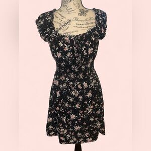 Rose Floral Black Dress Womens Size Medium